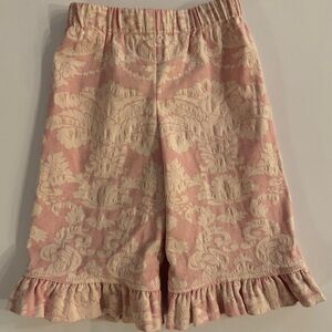 Hannah Kate Girls Pink/Cream Damask Jacquard Ruffle Hem Pants Boutique 12M EUC